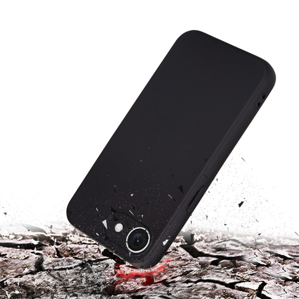 32nd Liquid Silicone Case Cover for iPhone 16e (2025) With 2 X Tempered Glass Screen Protectors, Slim and Durable Protective Case - Black