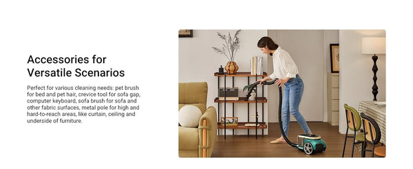 Midea Eureka Apollo Bagless Canister Vacuum Cleaner, Lightweight Cylinder Vacuum Cleaner with 800W Motor & Single Cyclone System, 2.2L Dust Container, Suitable for Carpets, Hard Floors & Pet Hair Cleanup, Green