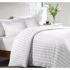 FAURA TEXTILES -Ultra Soft Striped Duvet Cover Set with Pillowcases – Elegant Modern Bedding Set, Smooth Comfortable Finish, Easy Care, Single Double King Super King Sizes