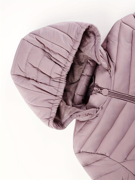 Women's Autumn/Winter Fashion Simple Versatile Lightweight Commuter Hooded Padded Coat with Pockets