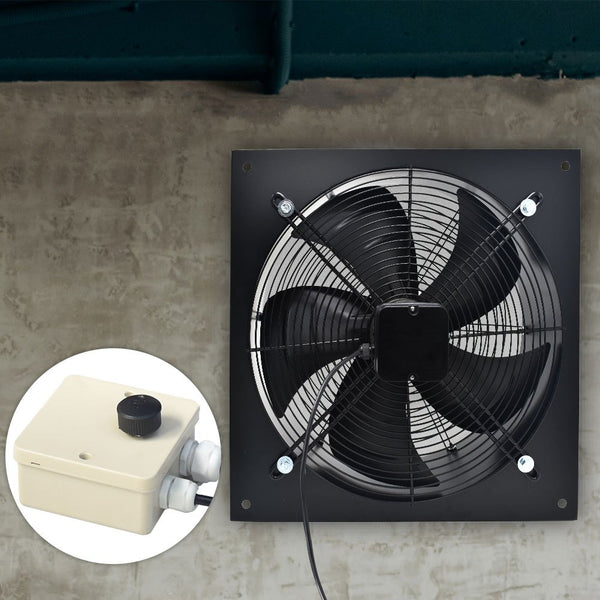 1pc L27xW27CM 60W Wall Mounted Exhaust Fan Low Noise Extractor Ventilator Fan Home Bathroom Kitchen Ventilation Axial Exhaust Blower Fan for Warehouse Restaurant Garage ( Black )