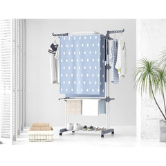 4 Tier Large Clothes Airer with Wings, Retractable Folding Drying Rack with Wheels for Indoor & Outdoor Use, 190 × 64 × 170 cm, Grey