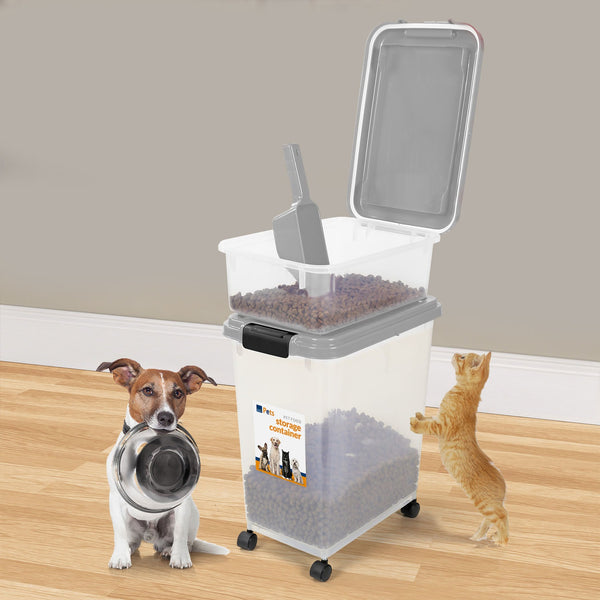 Taylor & Brown 3-Piece 50L Airtight Pet Food Storage Container Combo with Scoop and Treat Box for Dog Cat and Bird Food, Keep Pests Out, Translucent Body, Easy Mobility