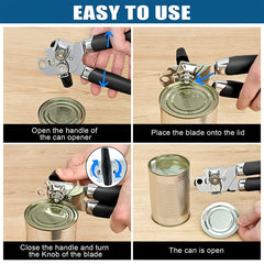 Heavy Duty Stainless Steel Tin Can Opener Cutter Easy Comfy Handle Grip Kitchen 1 piece 3-in-1 can opener Stainless steel manual anti slip grip Heavy duty