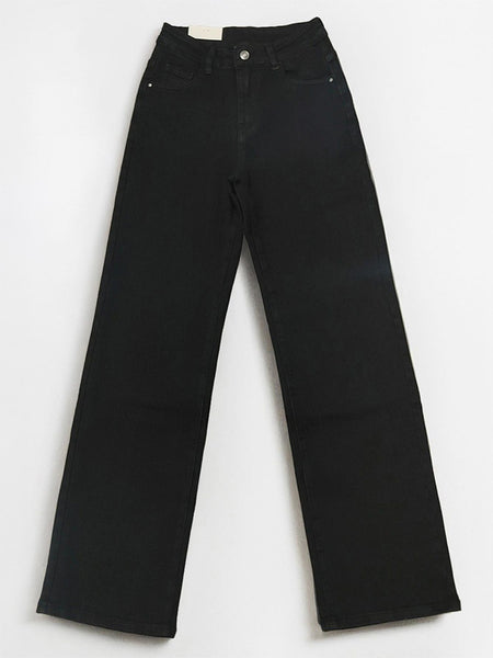 [Petite]KatchMe Women'S Wide Leg Jeans - Mid Rise Relaxed Fit Denim Pants, Soft Stretch Comfortable Trousers for Fall & Winter, Streetwear Casual Bottoms