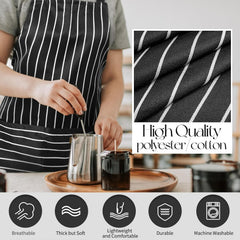 2PC Classic Design Striped Apron, Unisex Simple Criss Cross Apron For Kitchen Home Restaurant Coffee Shop Barbecue, Men's Workwear And Protective Clothing