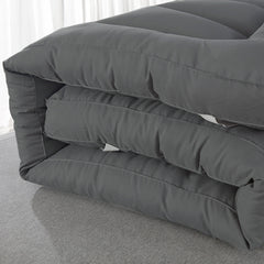 Extra Thick Grey Mattress Topper 4-Inch / 10cm Hotel Quality Deep Fitted Mattress Pad with Corner Elasticated Straps Quilted Box Stitch Breathable All-Season Comfort Single Double Small Double King Super King