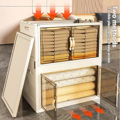 2/3/4/5-Pack White Plastic Storage Bins with Lids - Heavy-Duty Stackable Collapsible Storage Containers with Magnetic Closure & Smooth-Rolling Wheels, Large Rectangular Organizer Drawers for Home, Office, Garage, Pantry, Closet - Space-Saving Durabl