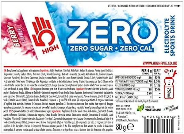 HIGH5 ZERO Electrolyte Tablet - Hydration Tablets Enhanced with Vitamin C - 0 Calories & Sugar Free - Boost Hydration, Performance & Wellness - Berry, 20 Tablets