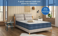 Mattresses Available in Single, Small Double, Double, And King Sizes Featuring Pocket Springs, a 26Cm (10.23 Inches) Medium-Firm Memory Foam Design with Seven Layers. Offers Pressure Relief And Motion Isolation in Blue And White