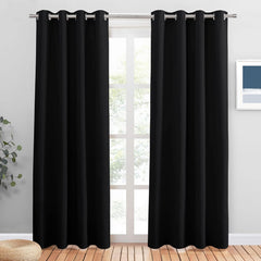 PONY DANCE Grey Blackout Thermal Insulated Curtains for Bedroom, 46 X 54 Inch Short Eyelet Curtains & Drapes, Soft Black Out 2 Panels for Window Living Room/Kitchen