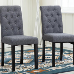 mcc direct Set of 2 Lined Fabric Dining Chairs With Solid Wooden Legs For Home & Commercial Restaurants