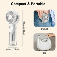 SJMR Portable Rechargeable Handheld Fan – 5-Speed Foldable Mini Fan. USB Powered for Home, Office, Travel, and Outdoor Use