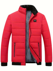 Men's Casual Collar Fashion Coat Men's New Young and Middle-aged Autumn and Winter Plus Velvet Padded Warm -padded Jacket.