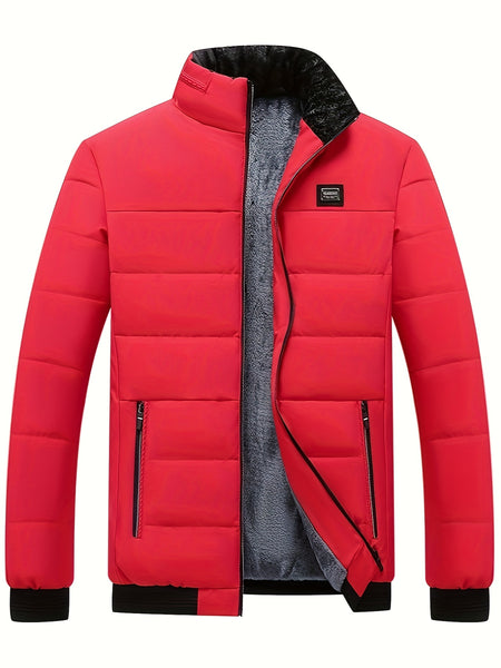 Men's Casual Collar Fashion Coat Men's New Young and Middle-aged Autumn and Winter Plus Velvet Padded Warm -padded Jacket.