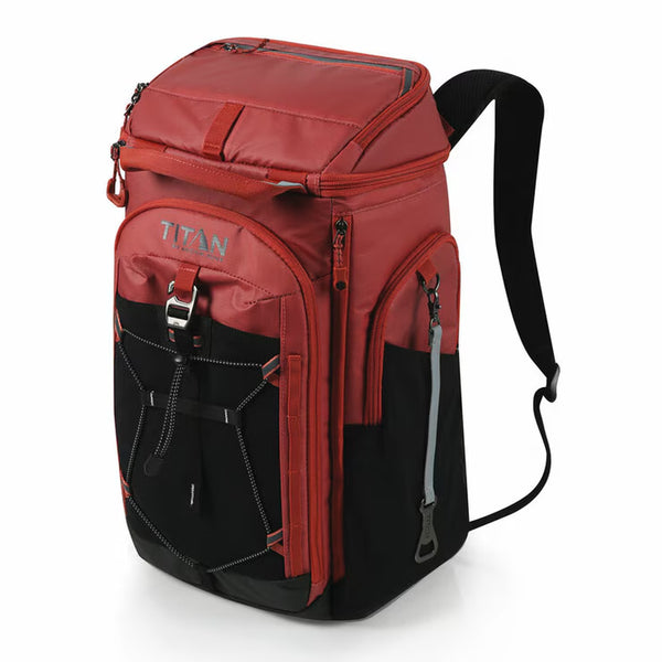 Titan 26 Can Backpack Cooler with 2 Ice Walls in Red