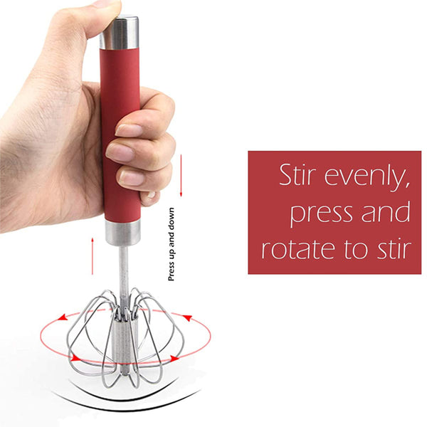 SUL Egg Whisk, Hand Push Whisk Blender, Egg Beater, Milk Frother, Rotating Push Mixer Stirrer for Whisking, Beating, Stirring