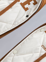 2025 New Men's Winter Warm Jacket with Letter Embroidery, Thickened Warm Casual Hooded 2-in-1 Look Padded Coat, Camping Christmas New Arrival