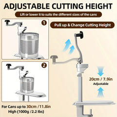 Stainless Steel Manual Can Opener, Heavy-Duty Industrial Grade, Tabletop Mount, Metal Construction, Professional Can Opener for Restaurant, Catering, Commercial Kitchen Use