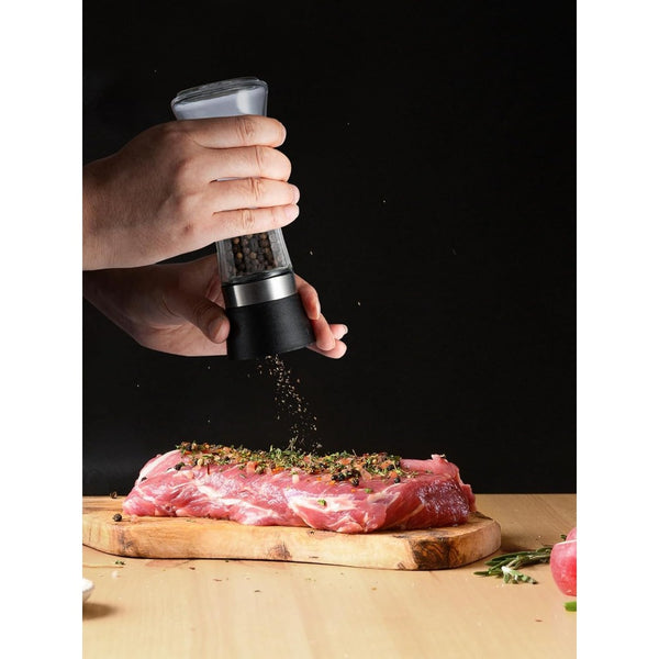 Premium 6 Pack Salt and Pepper Grinder Set Glass Body Condiment Mills with Adjustable Coarseness for Himalayan Pink Salt Peppercorns 200ml Capacity