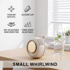 Mini Clip on Fan, Ultra Compact 360° Portable Handheld Fan, 50% Smaller with High Density Battery, Long Lasting Desk Fan, Good item for Travel, Outdoor