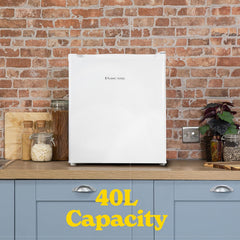 Russell Hobbs Table Top Larder Mini Fridge 40L Capacity, Quiet Running 39DB, Reversible Door, 0 to 8 Degrees Manual Temperature Control, White RHTTLF2E1W