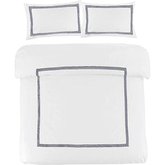 My Home Store Polycotton Bratta Duvet Cover Set - Our 3pc Soft stitch Embroidered button closure Quilt cover with matching Embroidered envelop closure Pillowcases | Breathable & Lightweight Duvet cover set