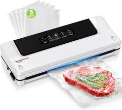 Bonsenkitchen Vacuum Sealer with 40 Vacuum Bags, Fast-Compact Vacuum Sealer Machine for Sous Vide Cooking and Food Stay Fresh up to 6X Longer (Silver)