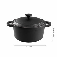 1PC Heavy Duty Double Striped Cast Iron Pot | Black Household Cast Iron Pot | with Double Ears, Suitable for Camping, Picnicking, Kitchen Cooking, Size 24 * 24 * 11cm