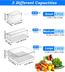 KUMD 10 Pack Fridge Organisers, Stackable Fridge Storage Containers with Lids, Bpa-Free, Clear Fruit Storage Container for Fridge Organiser, Keep Food, Fruit, Vegetables Fresh