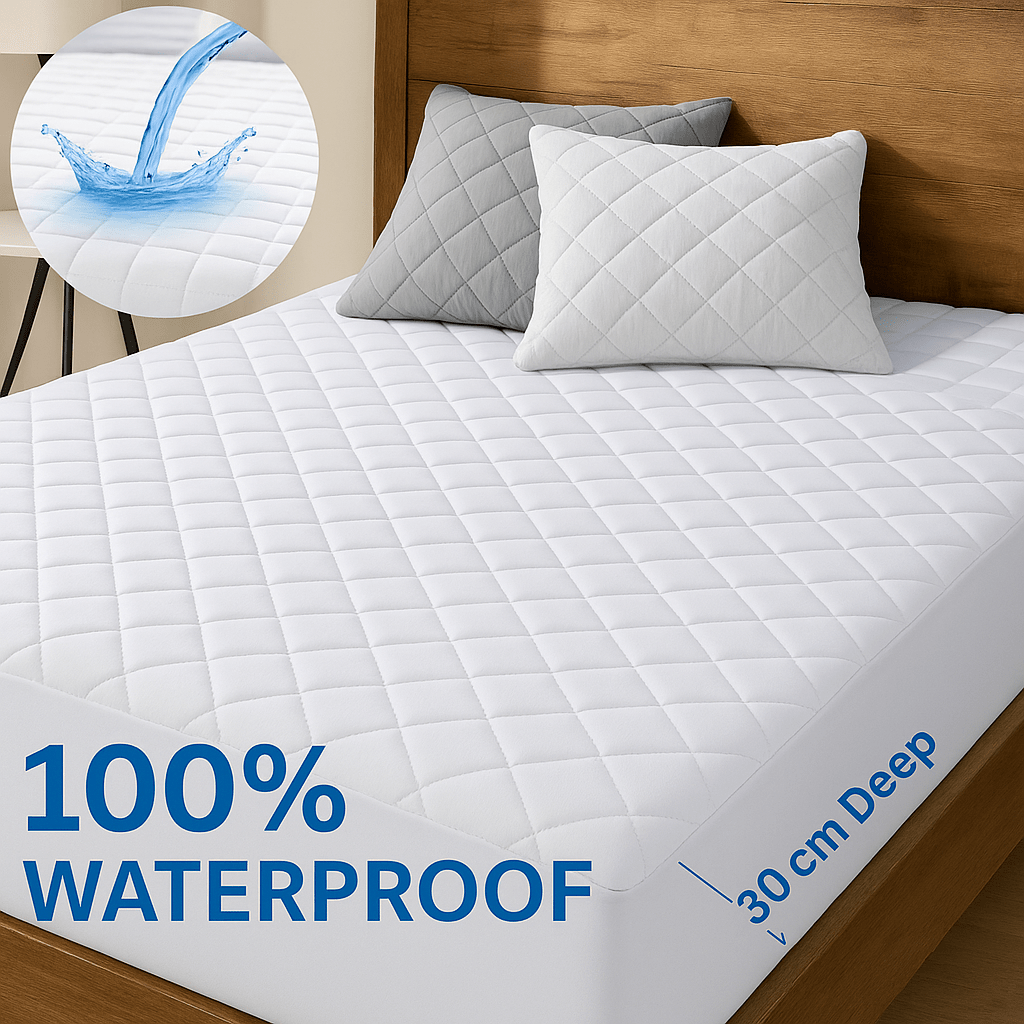 ELAFY Quilted Extra Deep Waterproof Quilted Mattress Protector Fitted Bed Sheet Cover Topper Bedding Fits Upto 30cm DEEP MATTRESS
