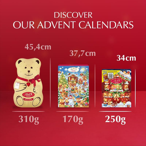 Lindt Teddy Milk Chocolate AR Advent Calendar 2025 – Large 250G – 24 Bear & Friends Chocolates – Festive Gift for Him & Her
