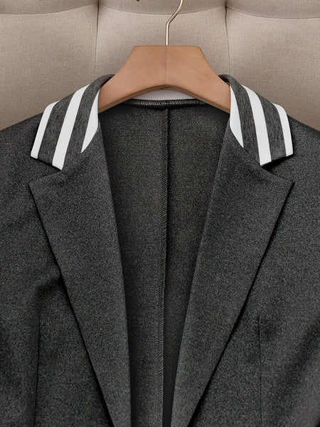 Fashionable Elegant Solid Color Casual Street Striped Suit and Pants Set