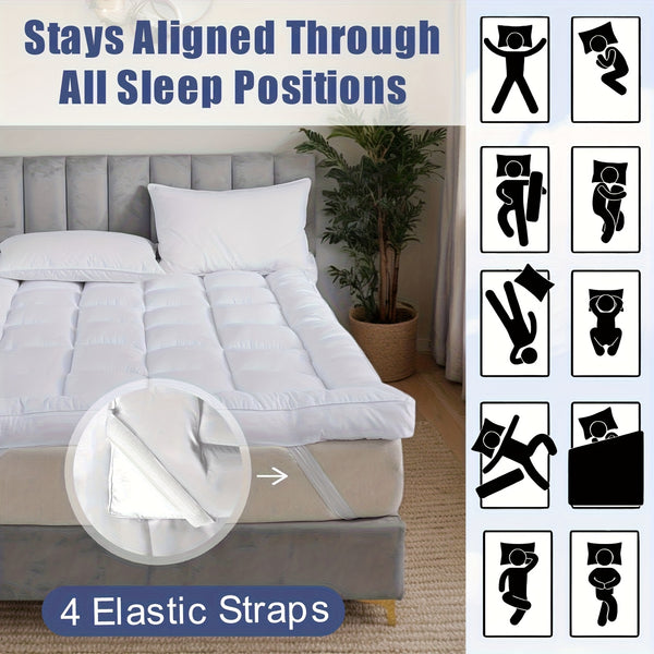 Hotel Quality 10cm Extra Thick Mattress Topper With Deep Fitted Elastic Corners Luxury Mattress Topper For All Seasons And for all Sizes Available Single, Small Double, Double, King, And Super King