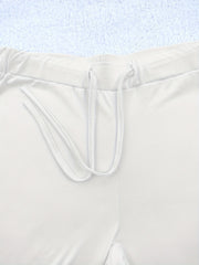 European and American Spring/Summer New Fashion Women's Bottoms: Flared Straight-Leg Pants with Classic English Text Print, Daily Casual Butt-Lifting Peach Butt Long Pants, Three-Piece Set