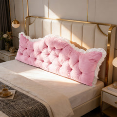Large Ultra-Soft Comfortable Plush Backrest Pillow, Princess Style Reading Cushion, Neck and Back Support, Luxurious Fashionable Home Style Multifunctional Lace Ruffled Headboard Cushions, Suitable for Bedroom, Living Room, Dorm, Sofa Home Decor, Machine