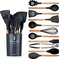 12 Silicone Kitchen Utensil Set, Non Stick Baking Cooking Utensils Cooking Spoon Tools