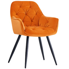 Dining Chairs with Velvet Thick Padded Upholstered Kitchen Tub Chair Armchair with Backrest Metal Legs Living Room Reception Leisure Chairs for Bedroom Lounge Office