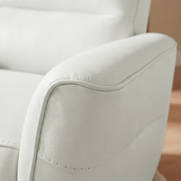 Aiden & Ivy Spencer Cream Leather Manual Reclining Chair