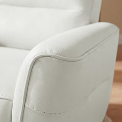 Aiden & Ivy Spencer Cream Leather Manual Reclining Chair