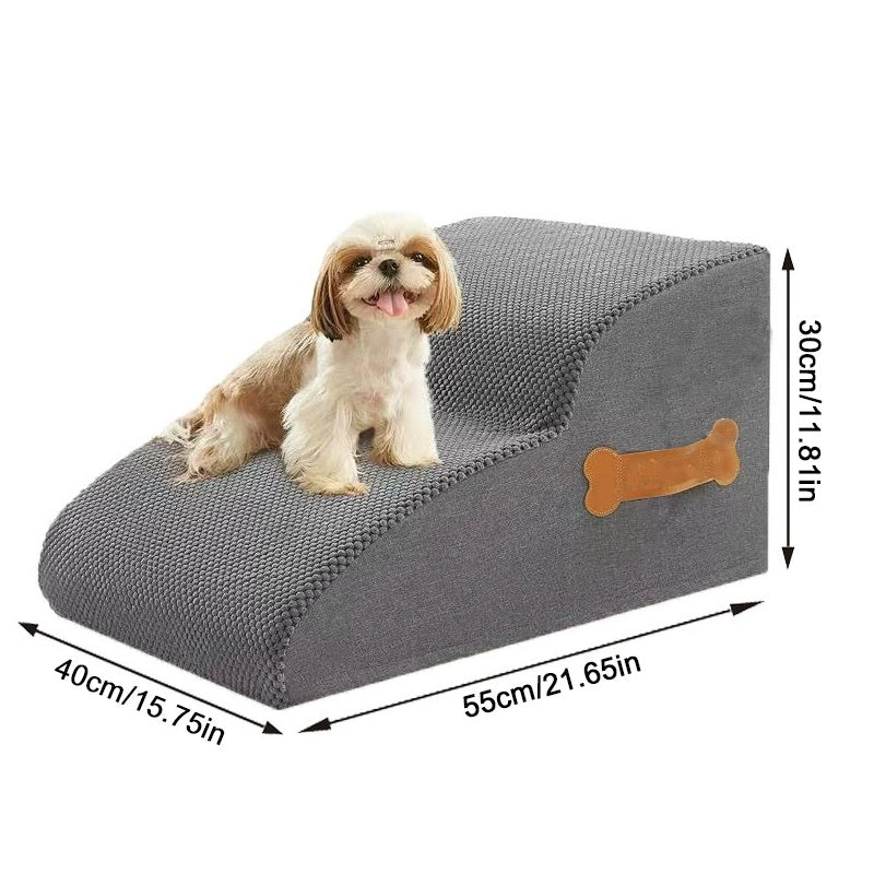 2-Step or 3-Step Dog Stairs with Removable Cover - Portable Pet Ladder Ramp Suitable for Small/Medium/Large Dogs & Puppies, Non-Slip Steps, Machine Washable, Bed/Sofa Ladder for or Pets