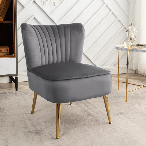 Seelinger Velvet Accent Chair with Gold Chrome Legs