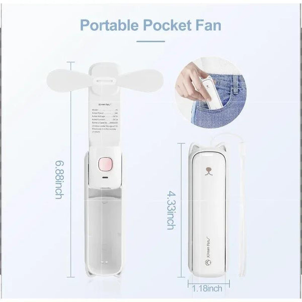 [Mini USB Fan & Light] Portable 3-Speed Handheld Fan | Illuminated Night Light, MINI Power Bank, 2000mAh Lithium Battery, USB Charging, Foldable Design | Home, Office, Outdoor, Travel, Gift for Female Friends