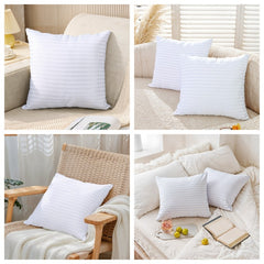 2/4/8-Pack Decorative Throw Cushion Cores, Hotel-Grade Premium White Satin Stripes Cushion Pads Deep Fill Inner Hollowfiber Filled Cushions Inserts (14