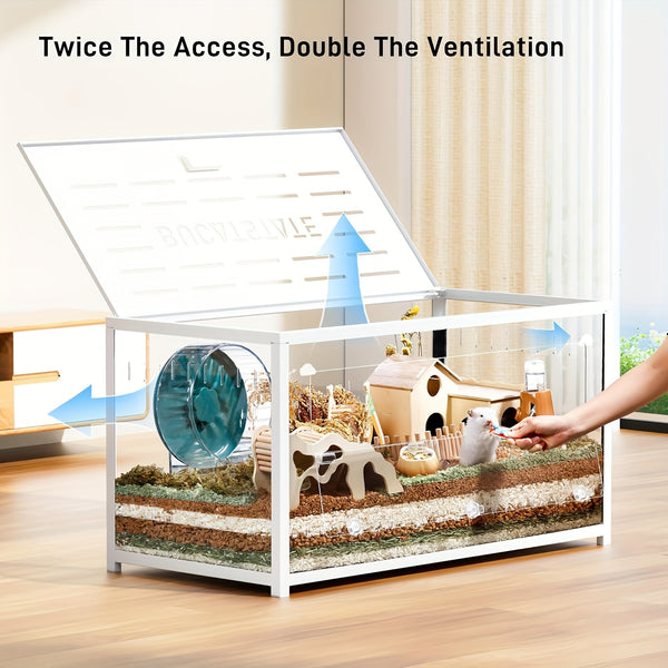 (Only 100cm Free 20L Paper Bedding)BUCATSTATE Hamster Cage Metal 2.0 80/100cm - Large Stackable Habitat For Small Animals, Deep Burrow Design, Easy Assembly, Dwarf & Syrian Hamsters, Guinea Pigs, Gerbils, Reptiles