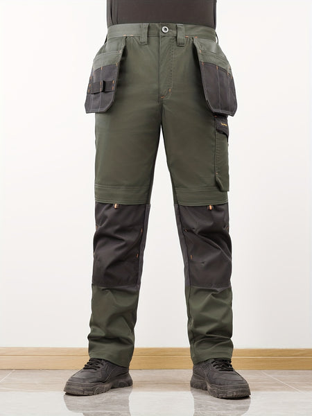 Men's Elastic Cargo Pants with Multiple Pockets, All-Season Style, 1pc