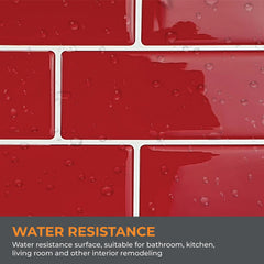 WALPLUS 6 Pcs 3D Tile Stickers Peel and Stick Backsplash Splashback Decals Tile Transfer for Kitchen Bathroom Living Room Stick on Tile Waterproof Glossy 30.5 x 30.5cm (12