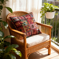 18x18 Inch Reversible Turkish Pattern Pillows (Set of 2 with Inserts) - Romantic Turkey Boho Floral Double Sided Design, Premium Polyester Cover & Fill, Decorative Accent Pillows for Sofa, Chair, Bedroom