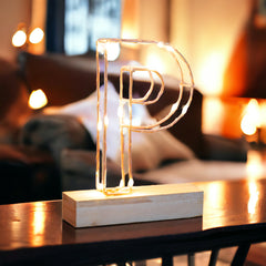 Light Up Letter | LED Alphabet Wire Frame Letter Lights | Rose Gold Copper Initials | Personalised Lighting | Battery Powered | For The Office Living Room Bedroom | Gift For Her