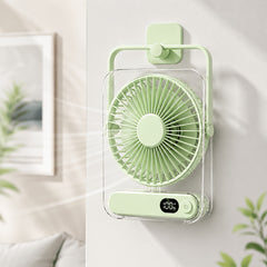 Rechargeable USB Desktop Fan (5000Mah Battery Included): Ultra-Quiet Operation with a Foldable Design And Digital Battery Level Display. Constructed from Durable Acrylic Material. A Device Perfect for Home Use